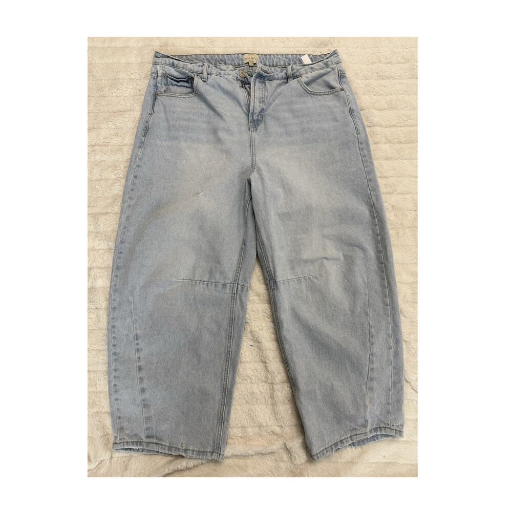 Eloquii Barrel Leg Light Blue Denim Jeans High Rise Plus Size Women’s